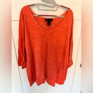 Lane Bryant Plus Size 26/28 Coral V Neck Tunic Top Cotton 3/4 Sleeve
